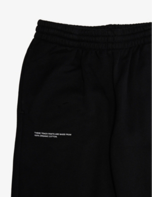 Pangaia Text-print Organic Cotton Jogging Bottoms 3-12 In Black