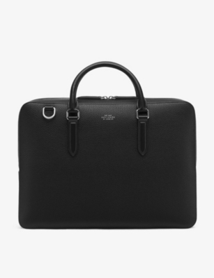 Smythson Large Ludlow Pebbled Leather Briefcase In Black