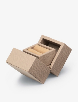 Smythson Womens Sandstone Panama Crossgrain Leather Ring Box In Sandstone