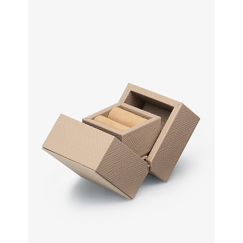 Shop Smythson Women's Sandstone Panama Crossgrain Leather Ring Box