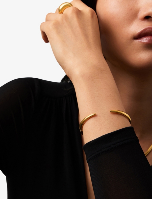 Claw 18ct yellow gold-plated brass cuff bracelet