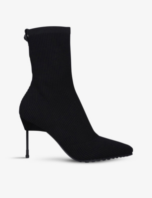 KURT GEIGER KURT GEIGER LONDON WOMEN'S BLACK BARBICAN DRENCH RIBBED WOVEN SOCK BOOTS,45724475