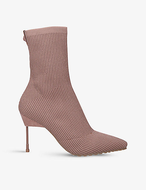 KURT GEIGER LONDON: Barbican Drench ribbed woven sock boots