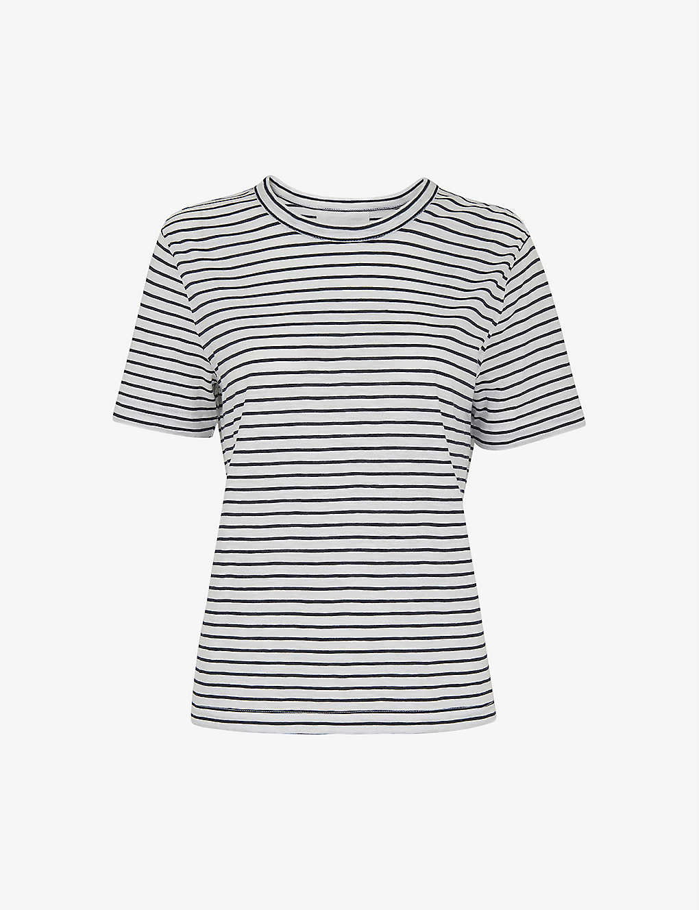 Whistles Womens Blue Emily Ultimate Striped Cotton T-shirt S In White
