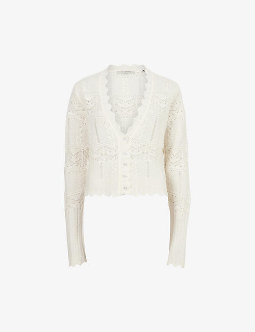 ALLSAINTS: Vanessa lace-embroidered knitted cardigan