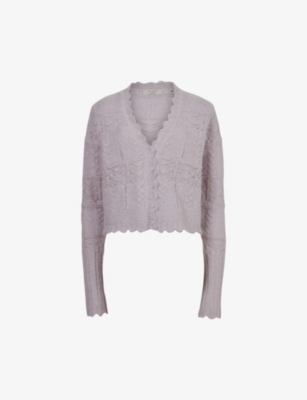 ALLSAINTS ALLSAINTS WOMENS VIOLET VANESSA LACE-EMBROIDERED KNITTED CARDIGAN,59831458