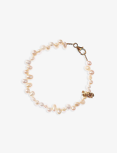 ALIGHIERI: Calliope 24ct yellow gold-plated bronze and pearl bracelet