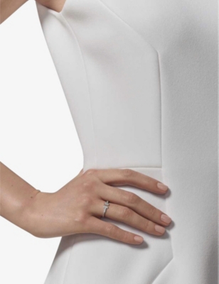 Shop Tiffany & Co Womens Tiffany T Wire 18ct White-gold And 0.13ct Brilliant-cut Diamond Ring