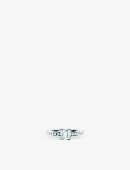 TIFFANY & CO: Tiffany T Wire 18ct white-gold and 0.13ct brilliant-cut diamond ring