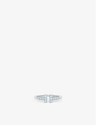 Tiffany & Co Womens T Wire 18ct White-gold And 0.13ct Brilliant-cut Diamond Ring