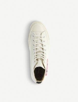 Shop Comme Des Garçons Comme Des Garcons Mens Beige  Play X Converse 70s Canvas High-top Trainers