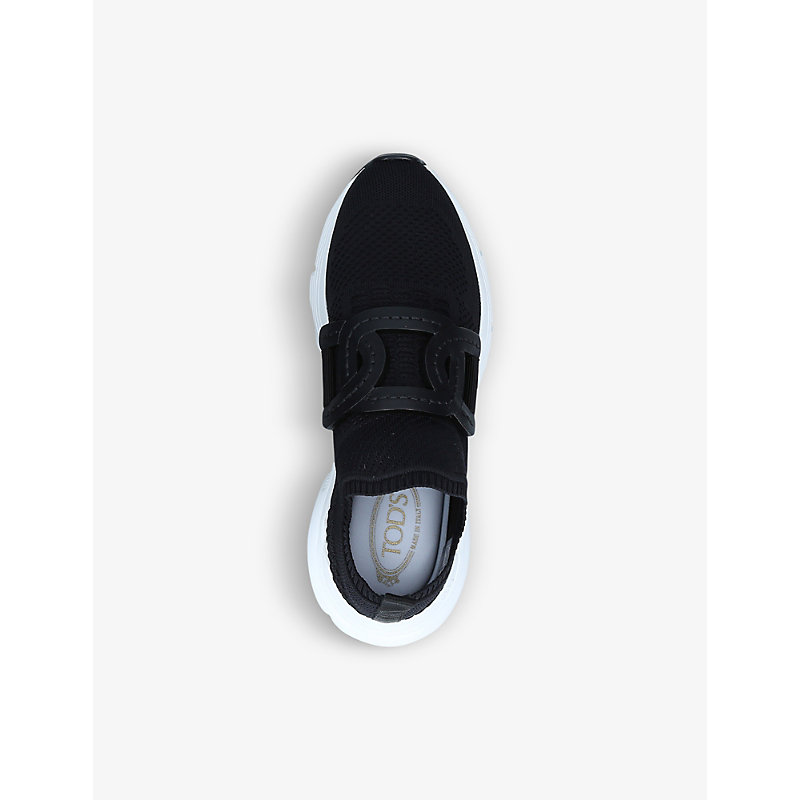 Shop Tod's Tods Women's Black Sport Run Knitted Trainers