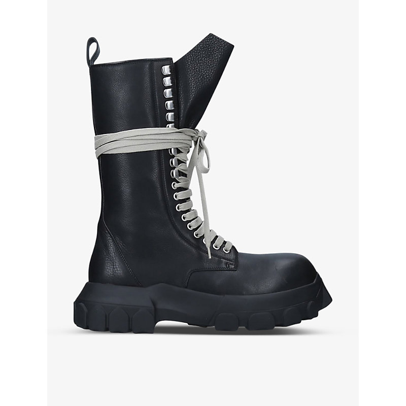 RICK OWENS BOZO TRACTOR LACE-UP LEATHER BOOTS,R03759180