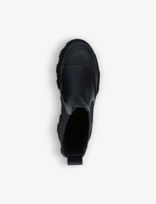 Ganni Elasticated-ankle Ridged-sole Boots In Black