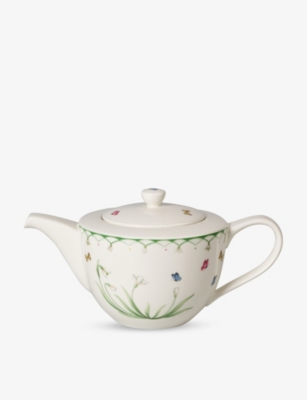Villeroy & Boch Colourful Spring Porcelain Teapot 30ml In White/green
