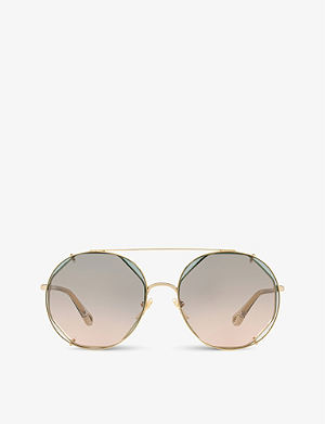 JIMMY CHOO - S56EJ5G Goldy round metal and acetate sunglasses 
