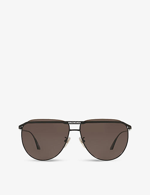 BALENCIAGA: BB0140S metal and glass aviator-frame sunglasses