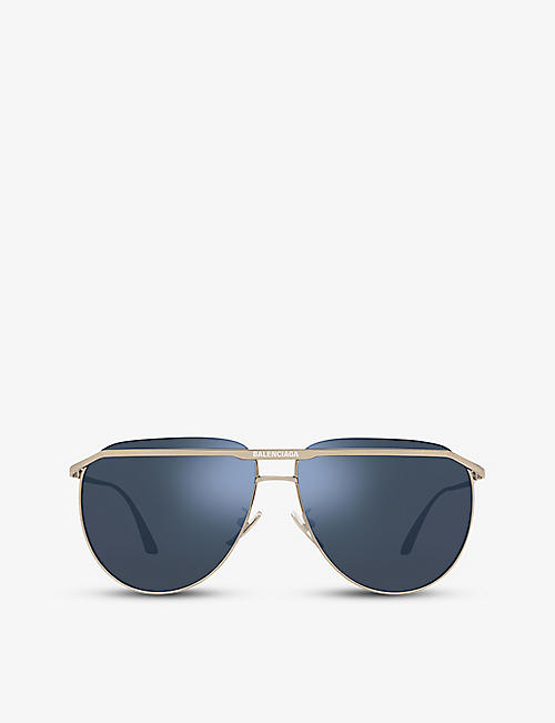 BALENCIAGA: BB0140S pilot-frame metal sunglasses