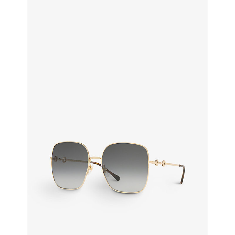 Shop Gucci Women's Gold Gg0879s Square-frame Glass And Metal Sunglasses