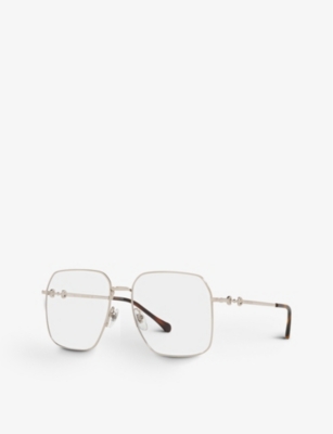 Shop Gucci Women's Silver Gg0952o Silver-tone Rectangular-frame Optical Glasses