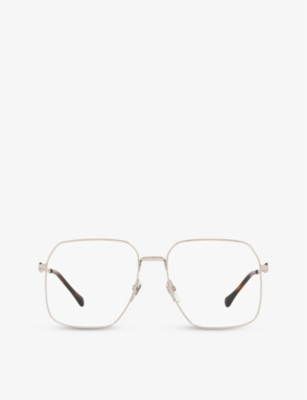 Gucci Womens Silver Gg0952o Silver-tone Rectangular-frame Optical Glasses In Silver