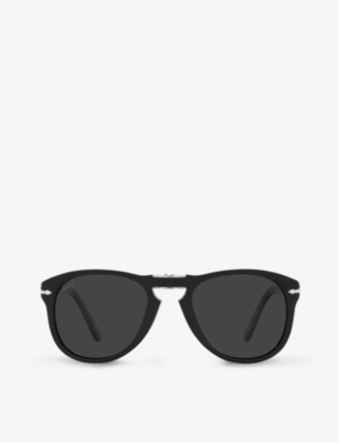 Persol Po0714sm Steve Mcqueen Pilot-shape Crystal Glass And Acetate Sunglasses In Black