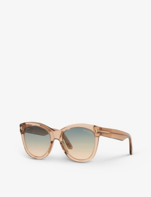 Shop Tom Ford Women's Brown Ft0870 Wallace Cat-eye Acetate Sunglasses