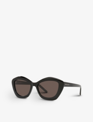 Shop Saint Laurent Women's Black Sl423 Cat-eye Acetate Sunglasses