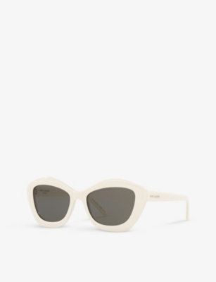Saint Laurent Sl 423 Cat-eye Frame Acetate Sunglasses In White
