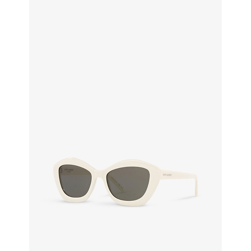 Shop Saint Laurent Womens White Sl 423 Cat-eye Frame Acetate Sunglasses