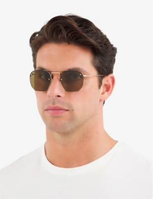 SAINT LAURENT: SL422 rimless aviator-frame metal sunglasses