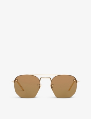 SAINT LAURENT: SL422 rimless aviator-frame metal sunglasses
