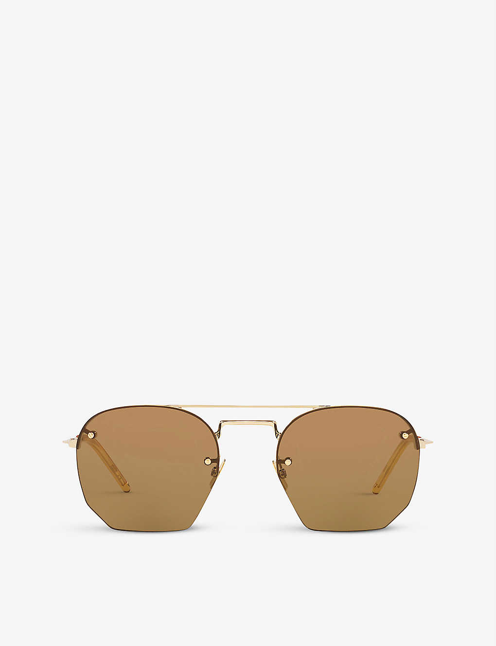 Shop Saint Laurent Womens Gold Sl422 Rimless Aviator-frame Metal Sunglasses