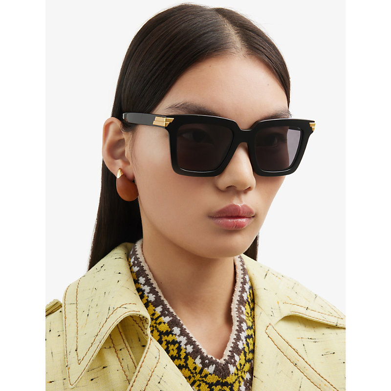 Shop Bottega Veneta Women's Black Bv1005s Square-framed Acetate Sunglasses