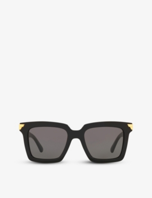 Shop Bottega Veneta Women's Black Bv1005s Square-framed Acetate Sunglasses