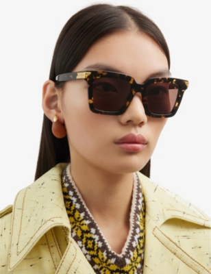 Bottega Veneta Womens Brown Bv1005s Square-frame Acetate Sunglasses In Brown