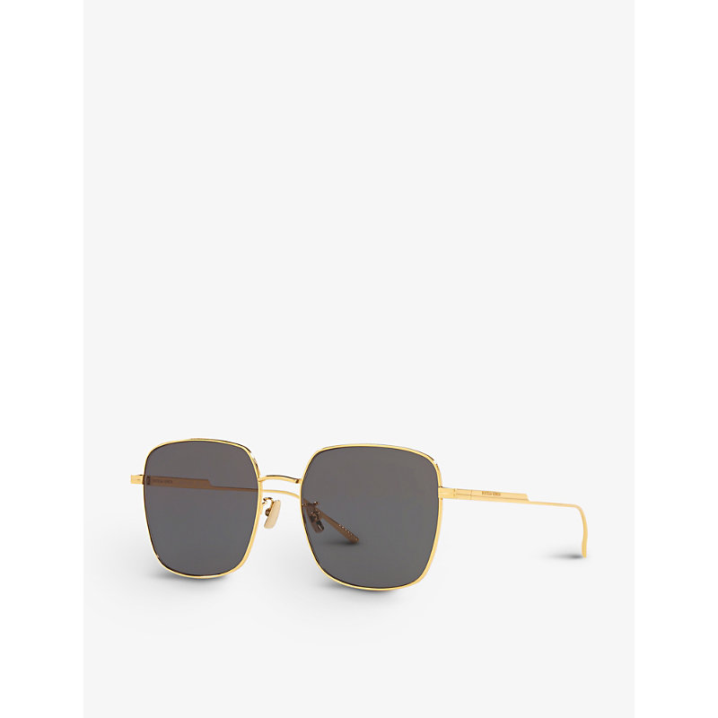Shop Bottega Veneta Women's Gold Bv1082sk Square-frame Metal Sunglasses