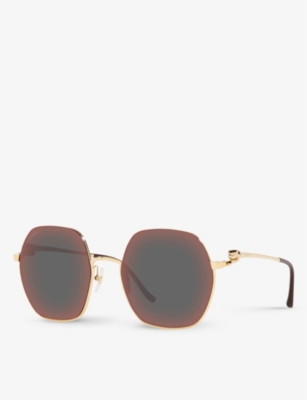 Shop Cartier Ct0267s Panthère De  Round-frame Metal And Acetate Sunglasses In Gold
