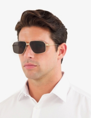 Cartier Womens Gold Ct0270s Première De  Pilot-frame Metal And Acetate Sunglasses In Gold