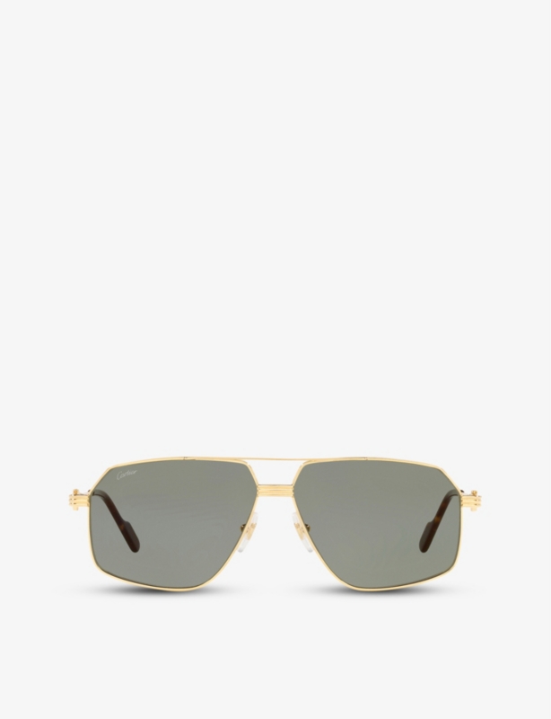 CT0270S Première De Cartier pilot-frame metal sunglasses