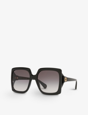 Gucci Interlocking G Oversized Square-frame Sunglasses In Black