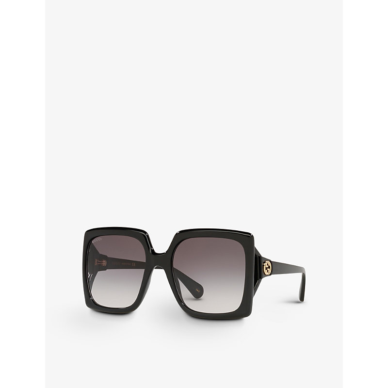 Shop Gucci Women's Black Gg0876s Square-frame Glass And Acetate Sunglasses