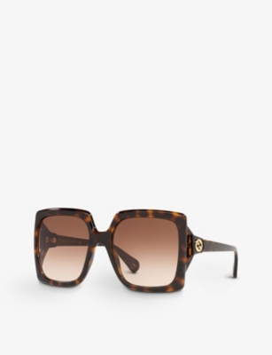 Gucci Tortoiseshell Print Square Sunglasses In Brown