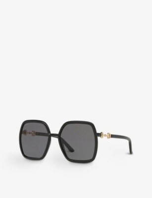 Shop Gucci Women's Black Gg0890s Square-frame Glass And Acetate Sunglasses