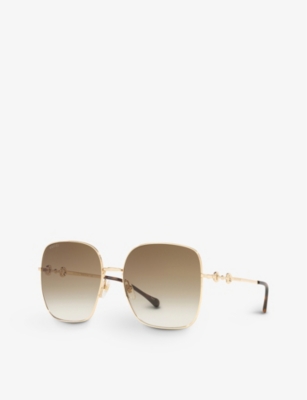 Gucci Gg0879s Square-frame Glass And Metal Sunglasses In Gold