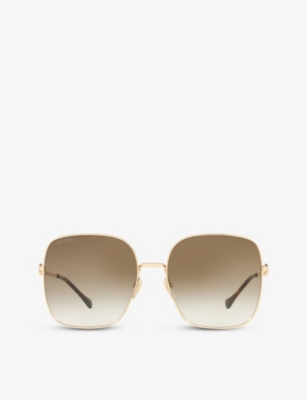 Gucci Gg0879s Square-frame Glass And Metal Sunglasses In Gold