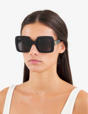 Shop Gucci Women's Black Gg0896s Square-frame Glass And Acetate Sunglasses