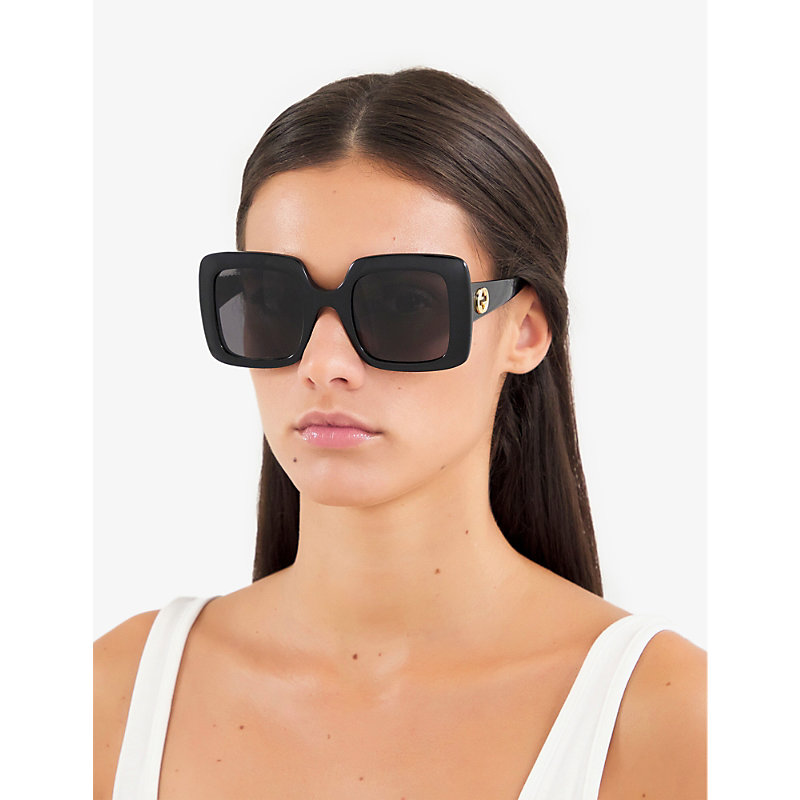 Shop Gucci Women's Black Gg0896s Square-frame Glass And Acetate Sunglasses