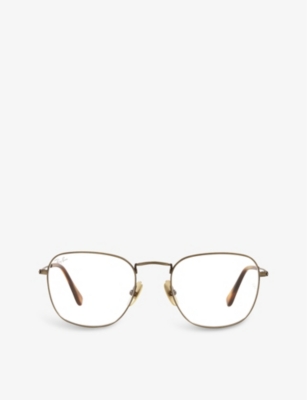 Ray Ban Rx8157v Frank Square-frame Metal Optical Glasses In Gold