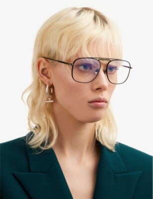 Shop Tom Ford Women's Black Ft5731-b Pilot-frame Metal Glasses